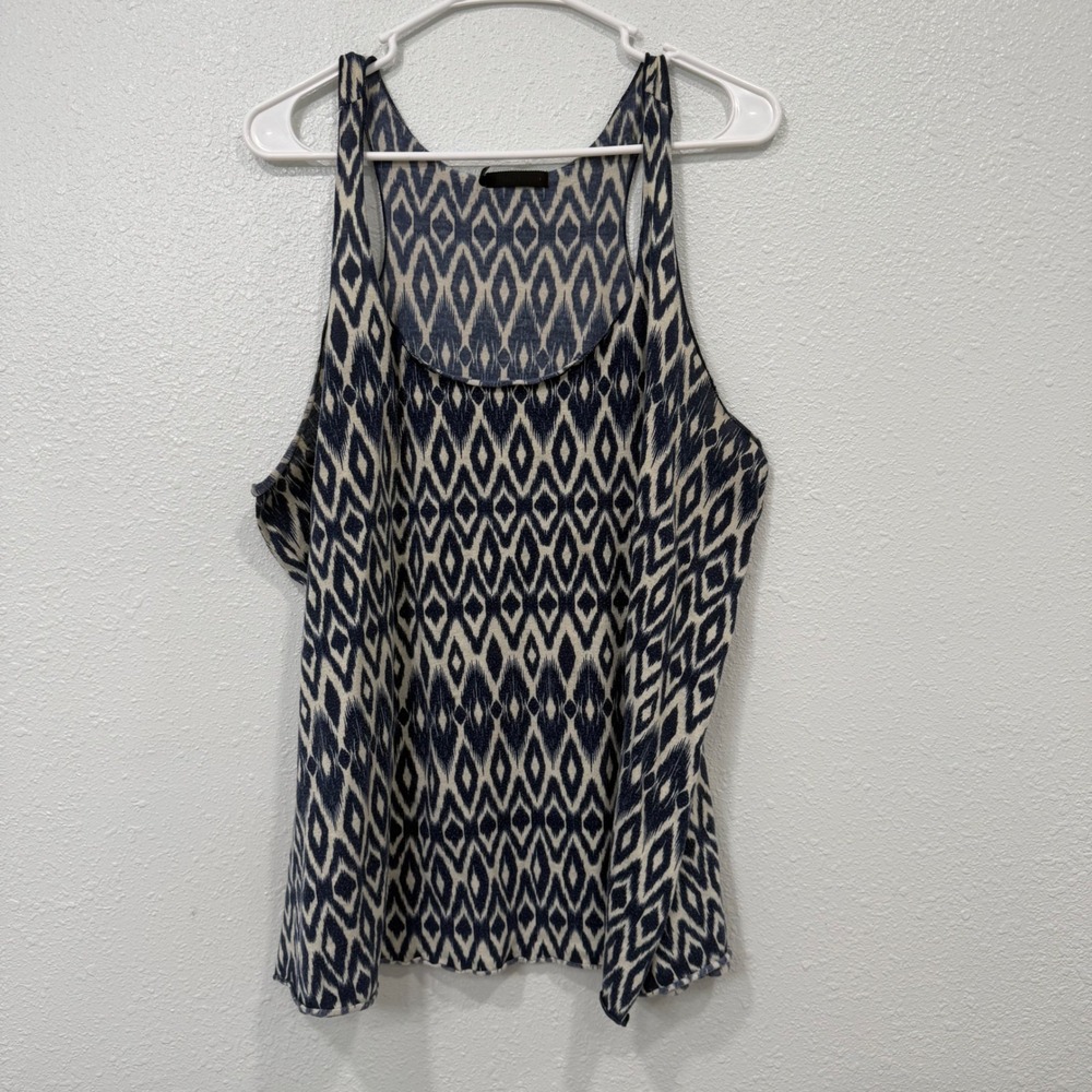 Maurices Blue White Ikat Diamond Geometric Racerback Tank Top Size 3